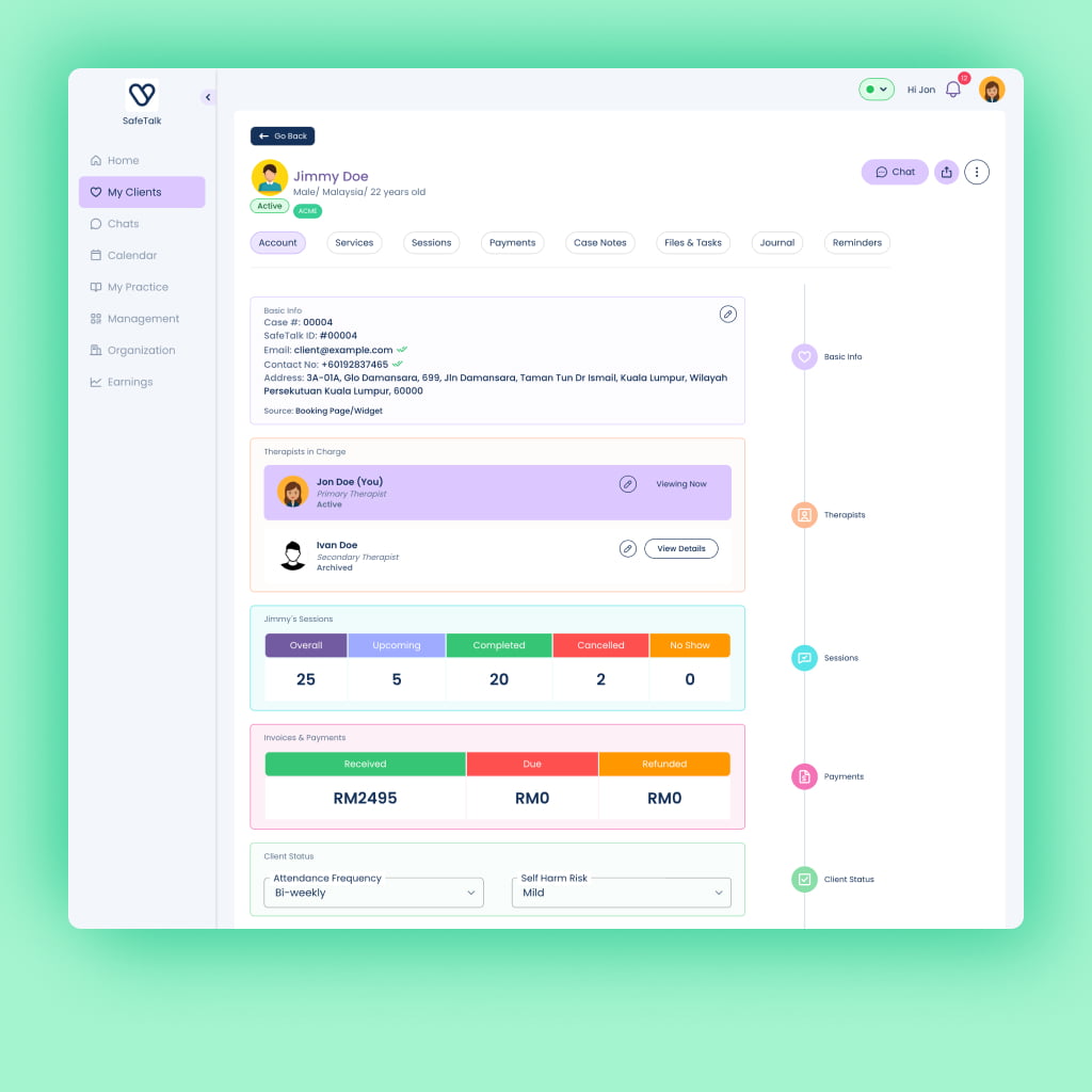 Electronic Health Records dashboard