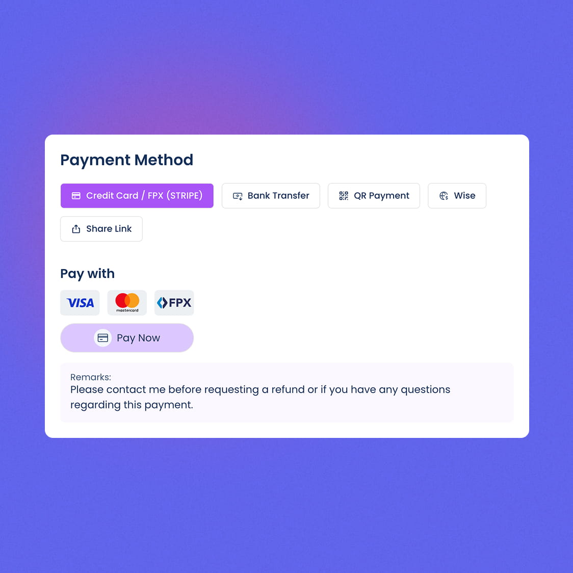 Online payment options