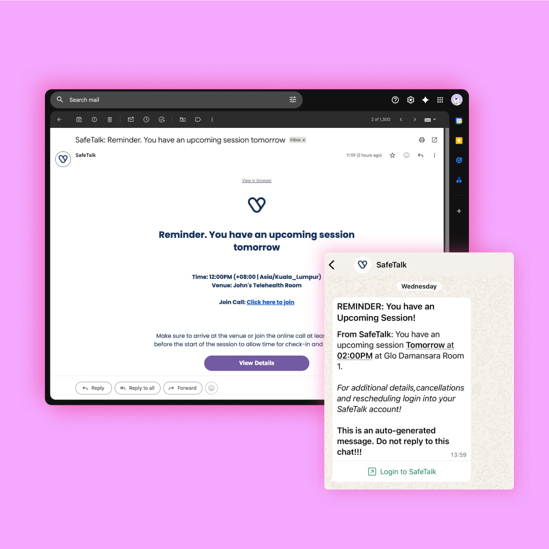 Encrypted in-app messaging interface