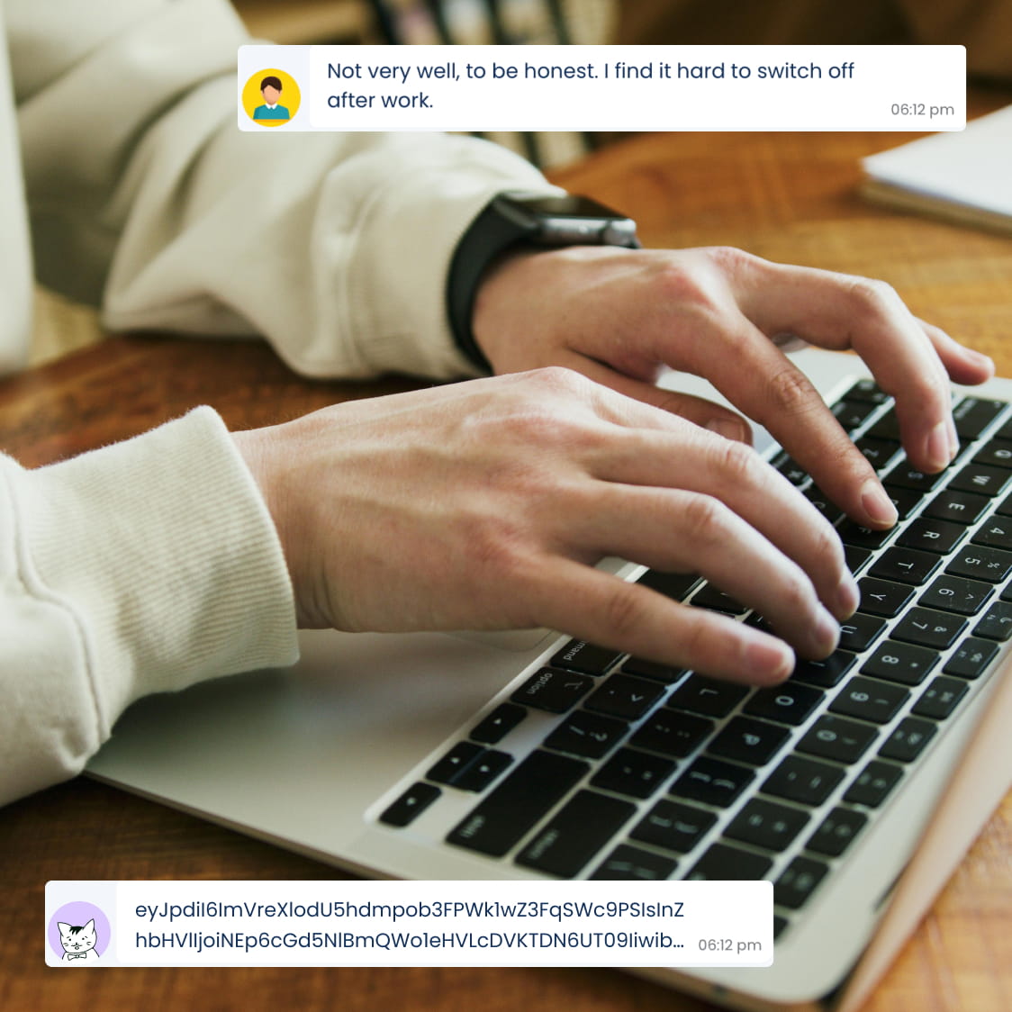 Encrypted in-app messaging interface