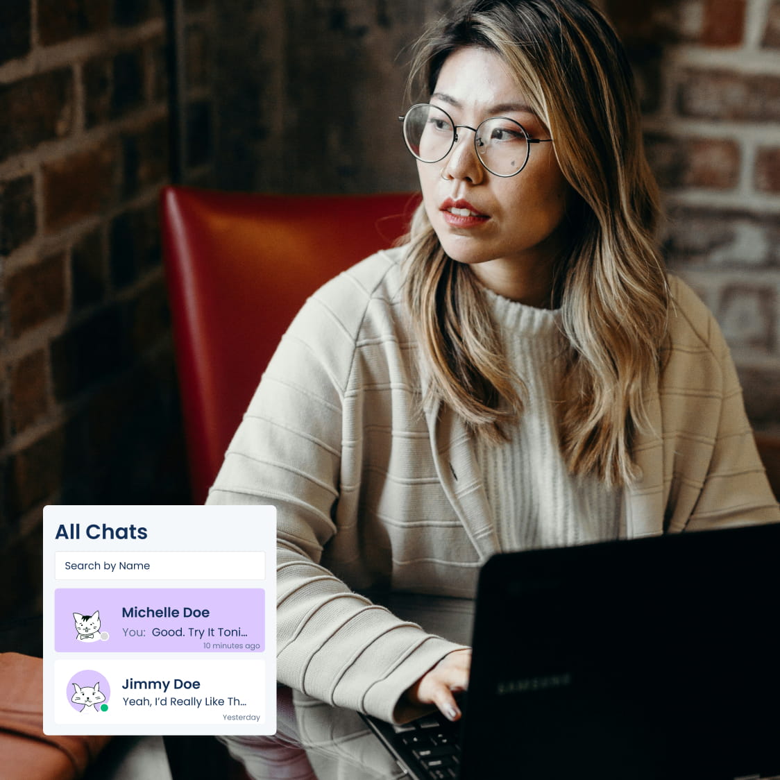 Encrypted in-app messaging interface