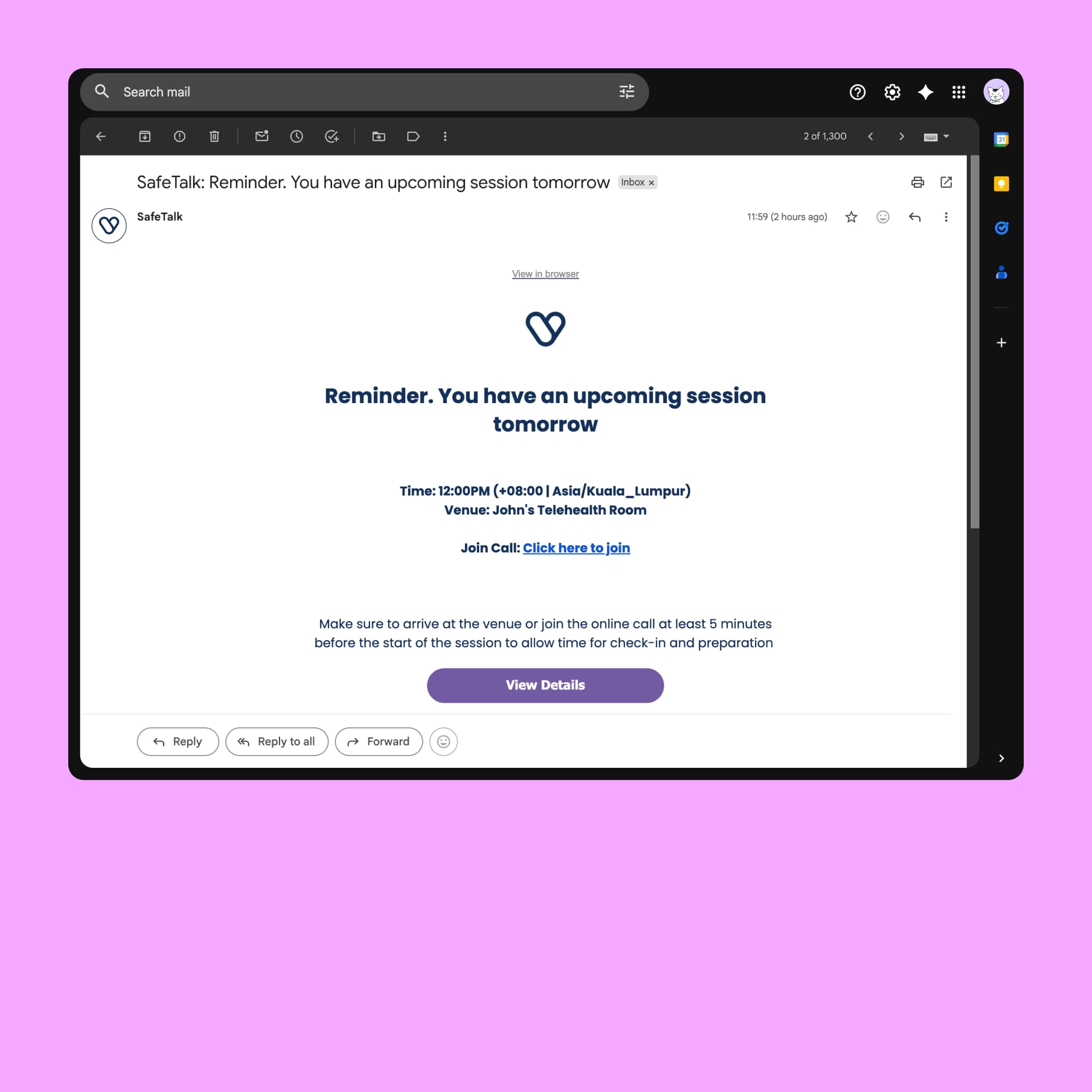 Encrypted in-app messaging interface