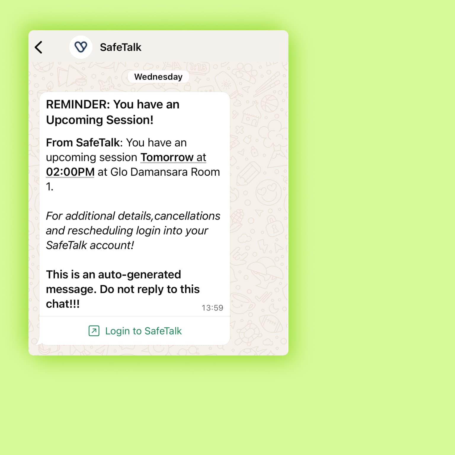 Encrypted in-app messaging interface