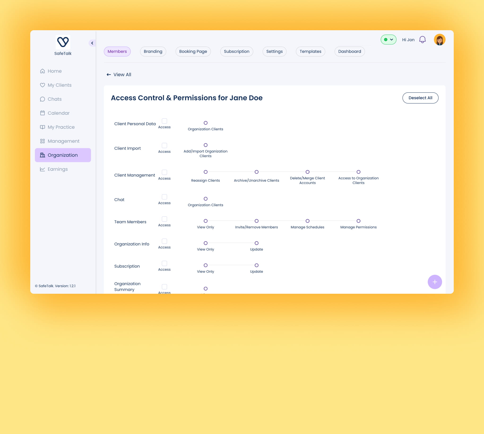 Encrypted in-app messaging interface